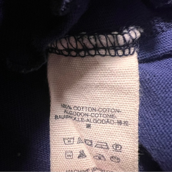 Free People Blue Birdcage Cropped Tee Lettuce Trim Boxy Boho Dark Blue Sz Small - Picture 8 of 9